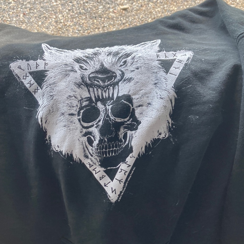 It’s a black hoodie with a hat